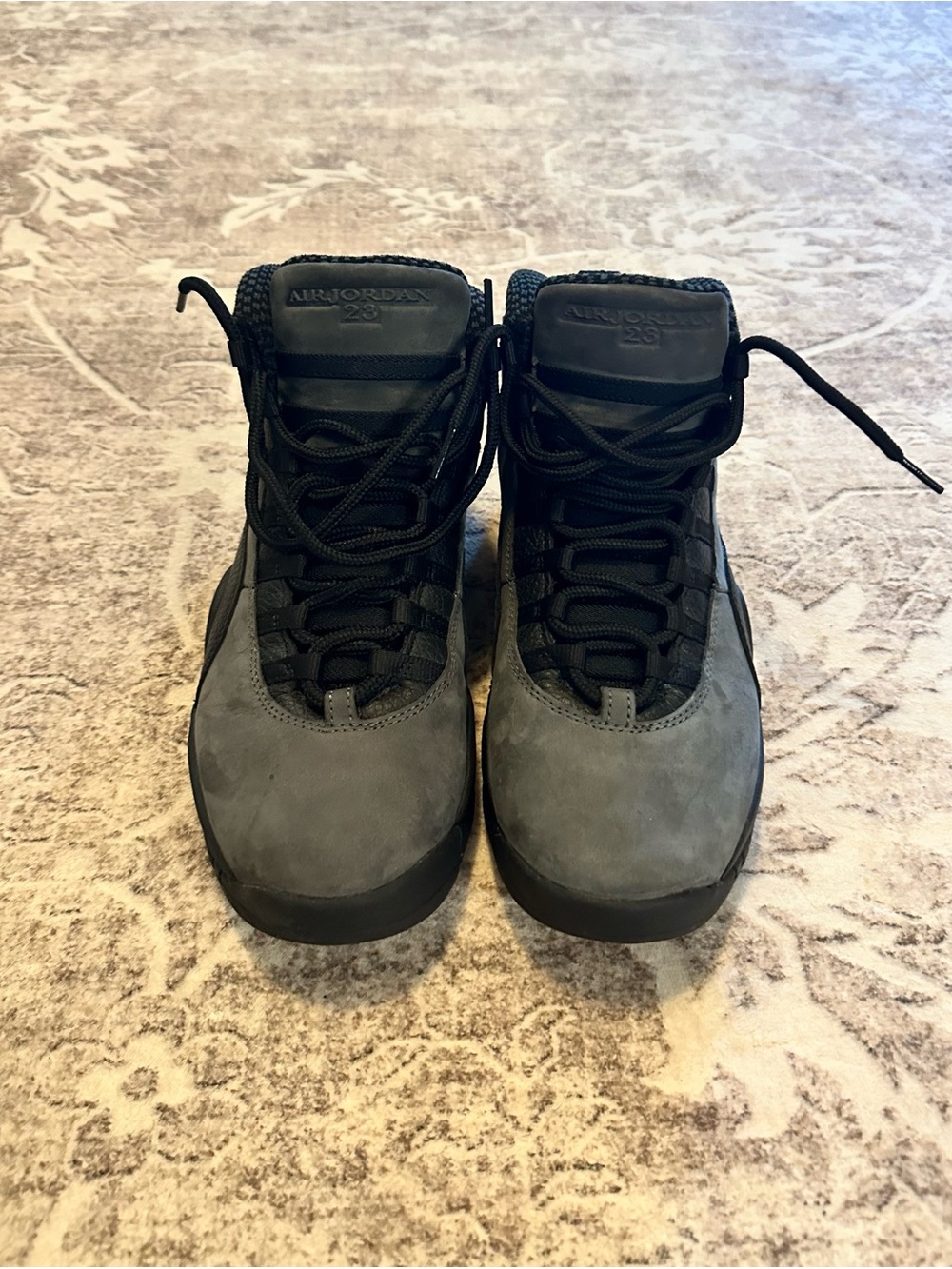 Jordan Men's Grey and Black High-Top Sneakers